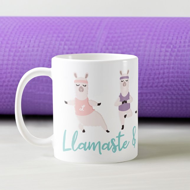 Llamaste & Drink Coffee Yoga Llamas Monogramm Kaffeetasse (Llamaste & Drink Coffee Yoga Llamas Monogram Coffee Mug)