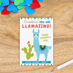 Llamazing Blauer Lama Jungen Klassenzimmer Valenti Mitteilungskarte