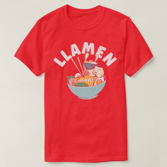 Llamen Japanischer Anime Lama Cup of Noodle Ramen  T-Shirt (Design vorne)
