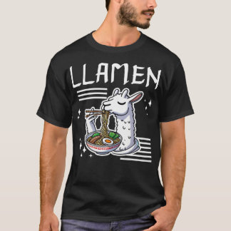 Llamen Niedlich Llama Eating Ramen T-Shirt
