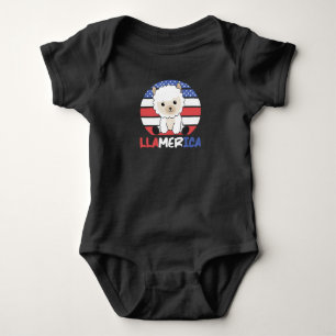 Llamerica Funny Llama 4. Juli Amerikanische Flagge Baby Strampler