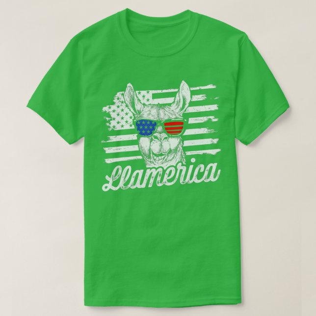 Llamerica Patriotic Llama Funny Llama 4. Juli T-Shirt (Design vorne)