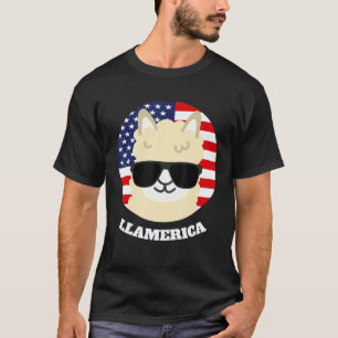 Llamerica Patriotischer Amerikanischer Lama USA-Fl T-Shirt