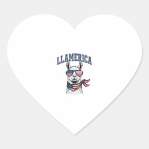 Llamerica Patriotischer Lama Vintage Gravur T-Shir Herz-Aufkleber