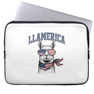 Llamerica Patriotischer Lama Vintage Gravur T-Shir Laptopschutzhülle