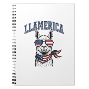 Llamerica Patriotischer Lama Vintage Gravur T-Shir Notizblock