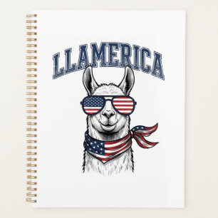 Llamerica Patriotischer Lama Vintage Gravur T-Shir Planer