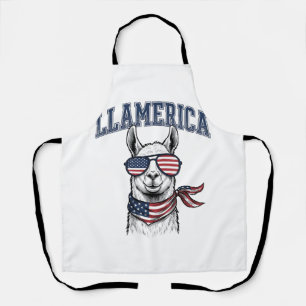 Llamerica Patriotischer Lama Vintage Gravur T-Shir Schürze