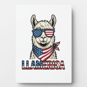 Llamerica Patriotischer Lama Vintage Vektor Design Fotoplatte