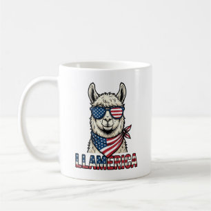Llamerica Patriotischer Lama Vintage Vektor Design Kaffeetasse