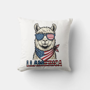 Llamerica Patriotischer Lama Vintage Vektor Design Kissen