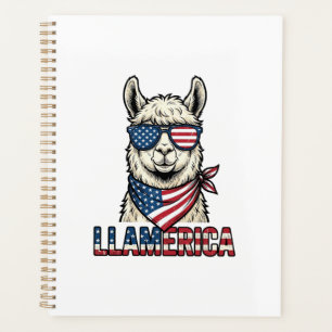 Llamerica Patriotischer Lama Vintage Vektor Design Planer