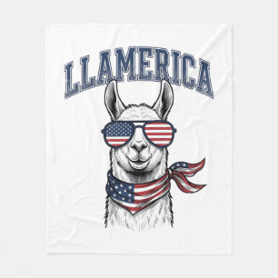 Llamerica Patriotisches Lama Vintage Gravur T-Shir Fleecedecke