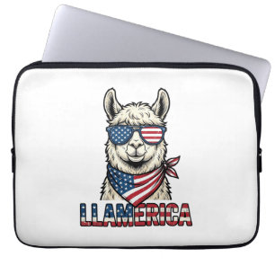 Llamerica Patriotisches Lama Vintage-Vektordesign_ Laptopschutzhülle