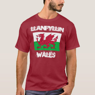 Llanfyllin, Wales mit walisischer Flagge T-Shirt