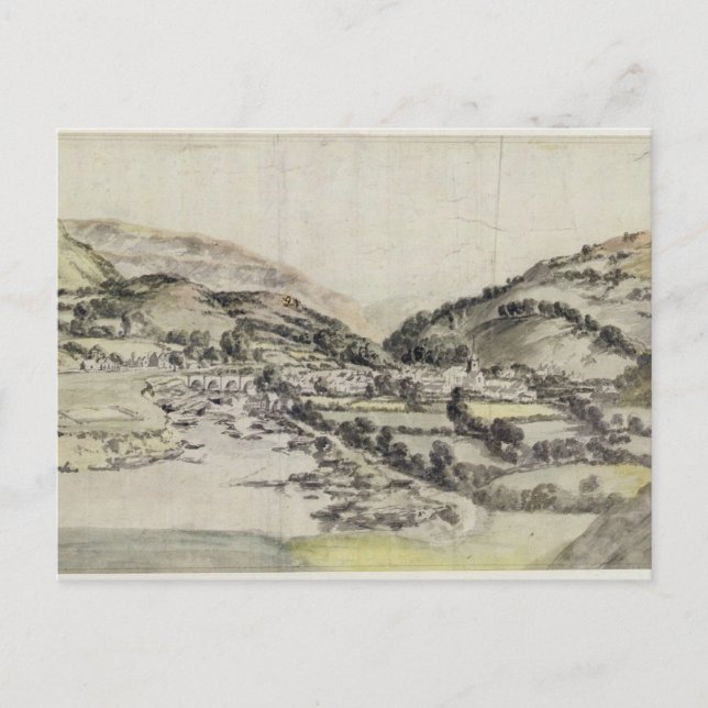 Llangollen-Tal (mit Papier) Postkarte (Vorderseite)