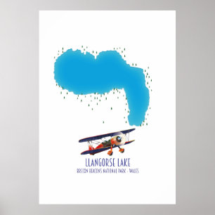 Llangorse Lake Brecon Beacon Wales Karte Poster