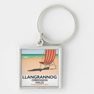 Llangrannog, Strandposter Ceredigion Wales Schlüsselanhänger