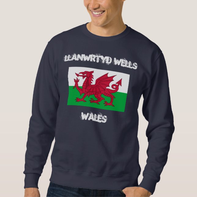 Llanwrtyd Wells, Wales mit walisischer Flagge Sweatshirt (Vorderseite)