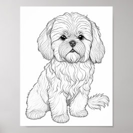 Llasa Apso Dog Aduloring Poster