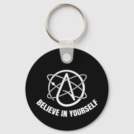 Llavero metálico circular de ateísmo y ciencia. schlüsselanhänger