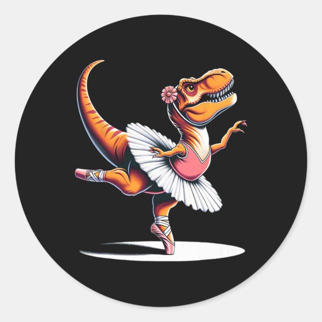 Llerina T-Rex tanzt  Runder Aufkleber (Vorderseite)