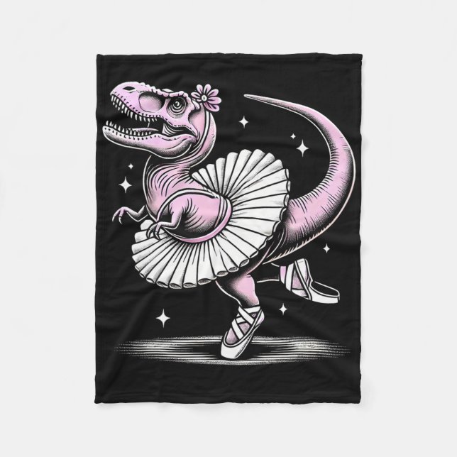 Llet Dancing T-rex In Tutu And Slippers  Fleecedecke (Vorderseite)