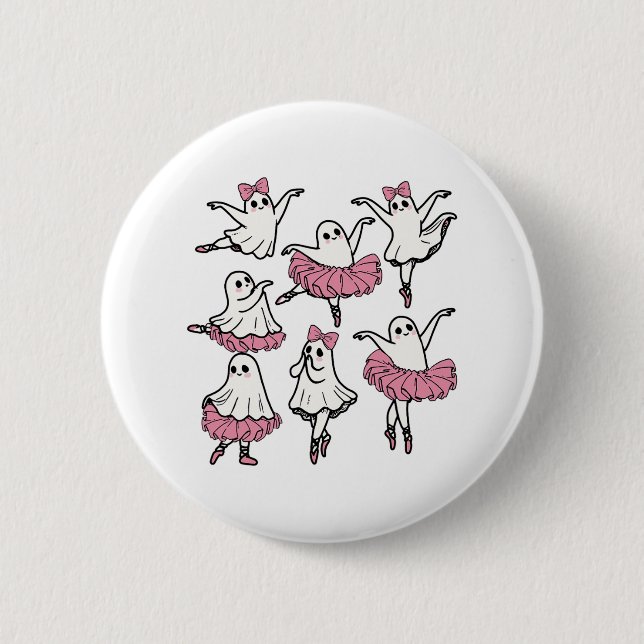 Llet Ghost Dancer Niedlich Boo Dancing Halloween Button (Vorderseite)