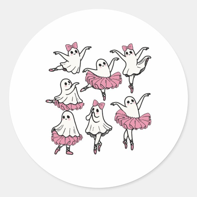 Llet Ghost Dancer Niedlich Boo Dancing Halloween Runder Aufkleber (Vorderseite)