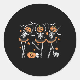 Llet Pumpkin Skeleton Beängstigend Halloween Men W Runder Aufkleber