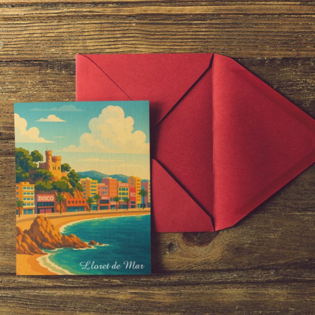 Lloret de Mar Spanien Vintage Postkarte (Lloret de Mar Spain Vintage Travel Art Postcard)