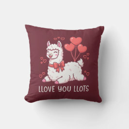 Llove You Llots - Kawaii Llama Valentine Kissen