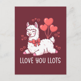 Llove You Llots - Kawaii Llama Valentine Postkarte
