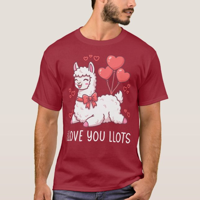 Llove You Llots - Kawaii Llama Valentine T-Shirt (Vorderseite)