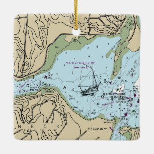 Lloyd Harbor NY Nautical Chart Keramikornament