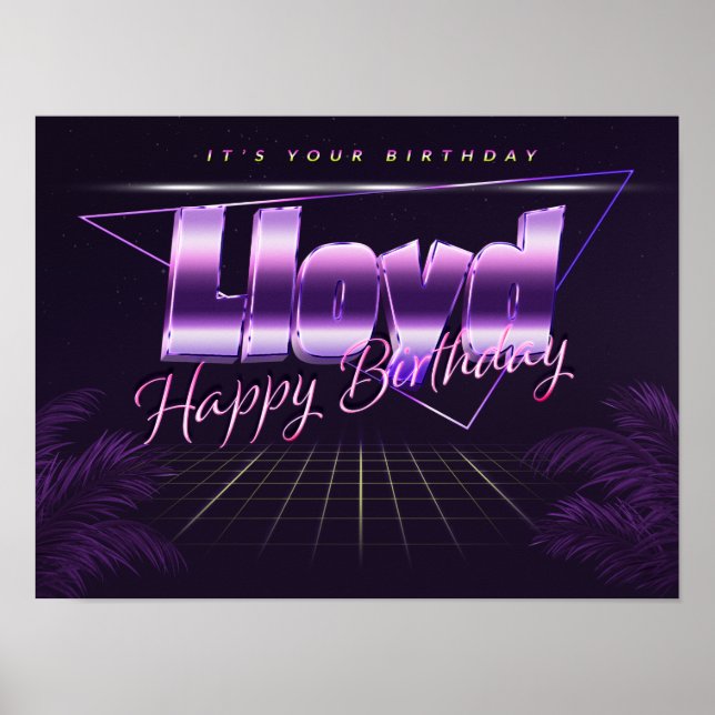 Lloyd Name Vorname lila retro Poster geburtstag (Vorne)