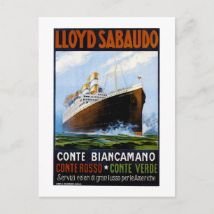 Lloyd Sabaudo Vintage-Ozeandampfer-Werbung Postkarte