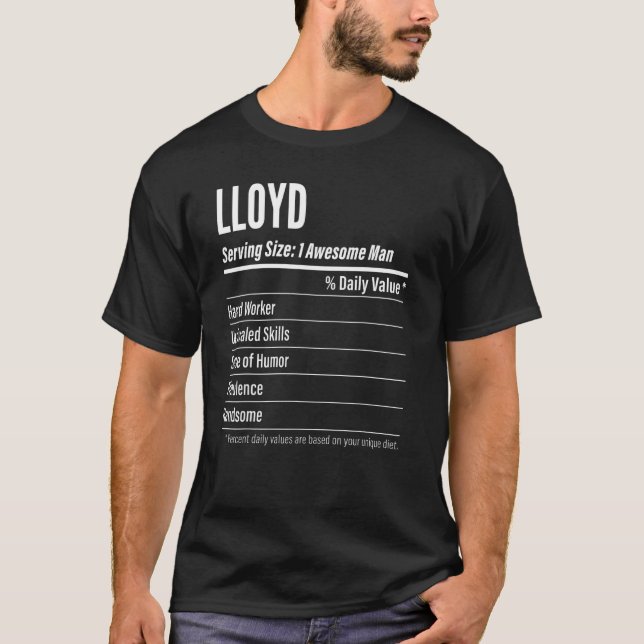 Lloyd Serving Size Nutrition Label Calories T-Shirt (Vorderseite)