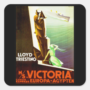 Lloyd Triestino ms Victoria Quadratischer Aufkleber