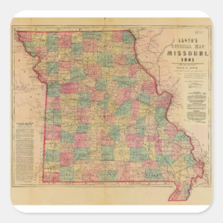 Lloyds Offizielle Karte von Missouri (1861) Quadratischer Aufkleber