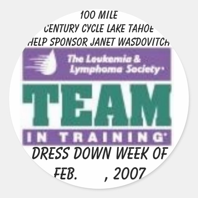 LLS TNT, Dress Down Week von Feb. , 2007, 10... Runder Aufkleber (Vorderseite)