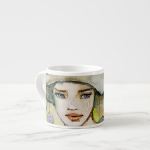 llustration eines schönen, empfindlichen Mädchen Espressotasse