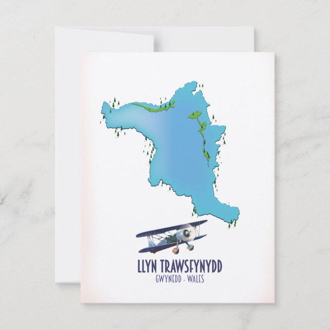 Llyn Trawsfynydd Gwynedd Wales map (Vorderseite)