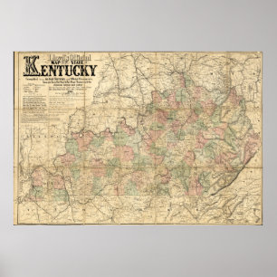 Llyod's Offiziell Map Staat von Kentucky ca. 1862 Poster