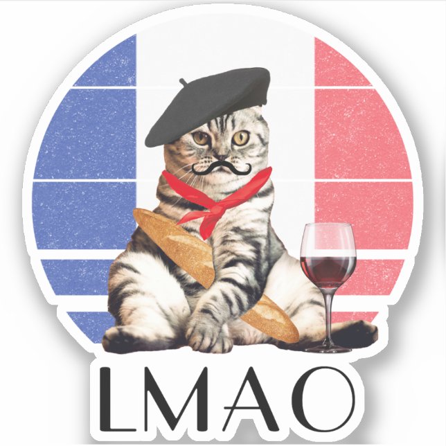 LMAO Le Meow French Cat Aufkleber (Vorderseite)
