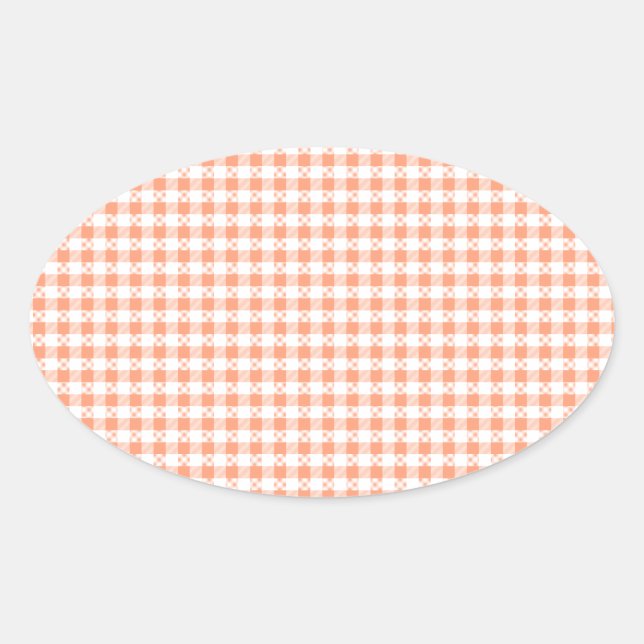 Lmon Pink Gingham Ovaler Aufkleber (Vorderseite)
