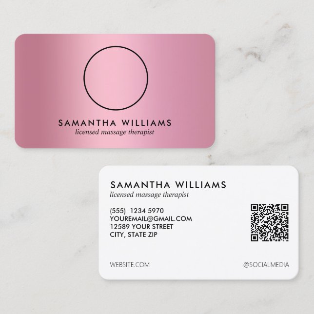 LMT Massage Therapeut Custom QR Foto Visitenkarte (Vorne/Hinten)