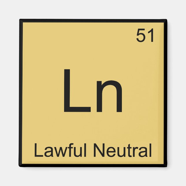 LN - Rechtmäßiges Symbol für neutrale, feuchte Che Magnet (Vorne)