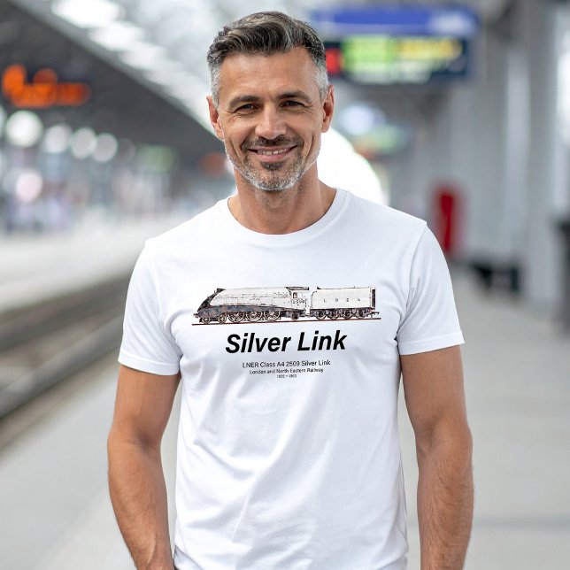 LNER Class A4 2509 Silver Link Steam Locomotive  T-Shirt (LNER Class A4 2509 Silver Link Steam Locomotive. Mens Basic T-Shirt)