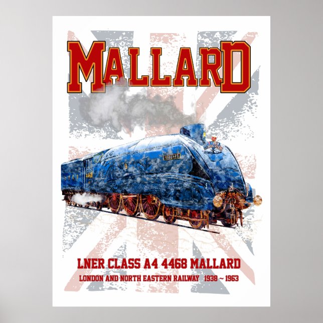 LNER Class A4 Mallard locomotive Union Jack flag Poster (Vorne)